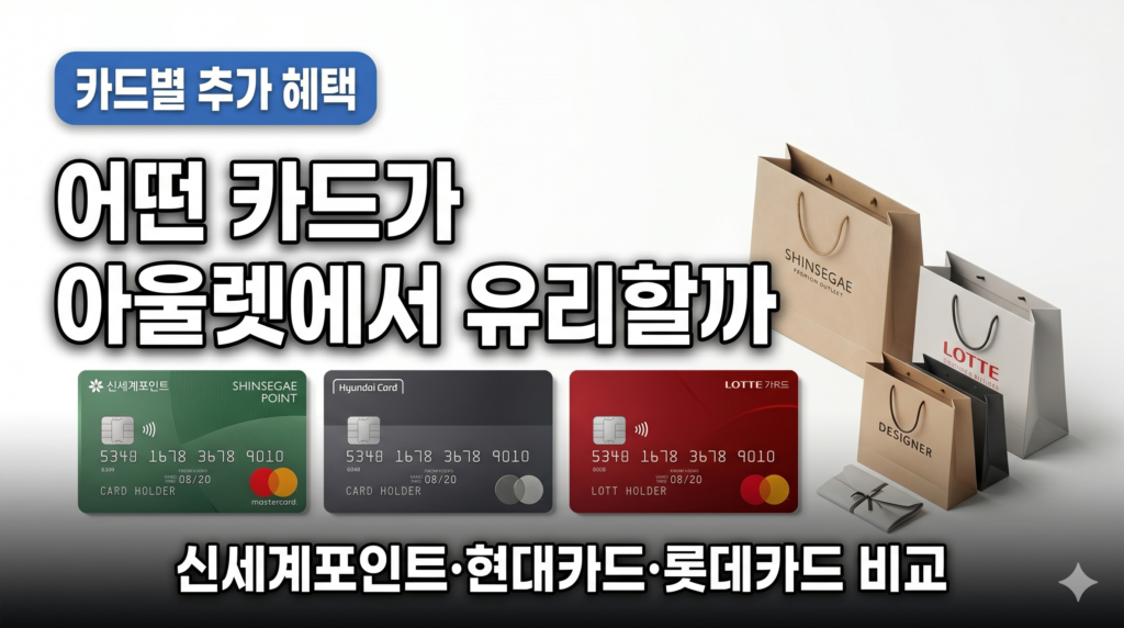신세계 현대 롯데 아울렛 카드 할인 혜택 비교 표