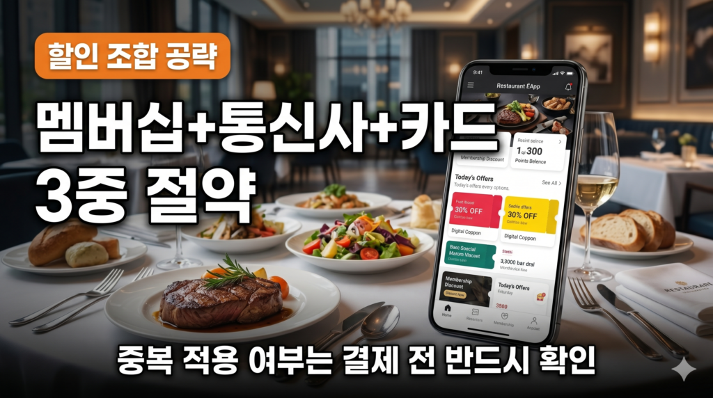 아웃백 빕스 애슐리 쿠우쿠우 통신사 카드 할인 조합 설명