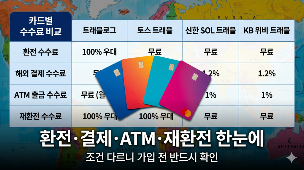 트래블카드 일반신용카드 해외결제 수수료 차이 비교 표
