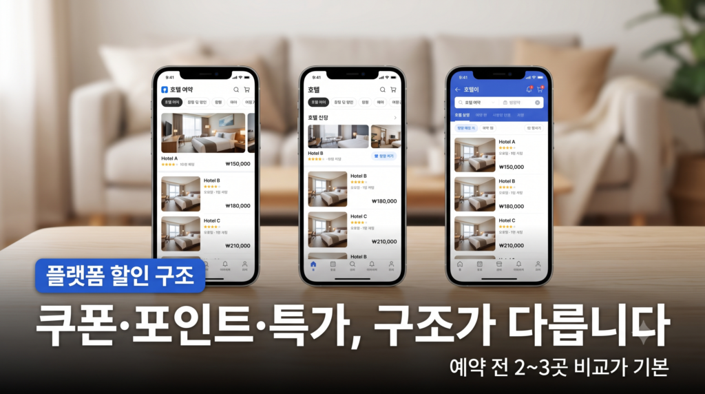 야놀자 여기어때 아고다 할인 구조 비교 설명