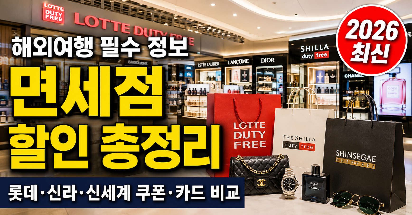 롯데 신라 신세계 면세점 할인 쿠폰 카드 비교 2026 썸네일