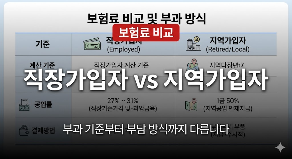 퇴직 후 건강보험료 지역가입자 산정 방식 비교 표