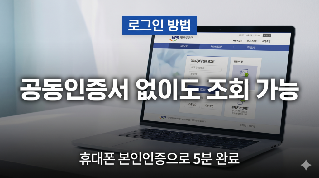 통합연금포털 로그인 내연금조회 화면 안내