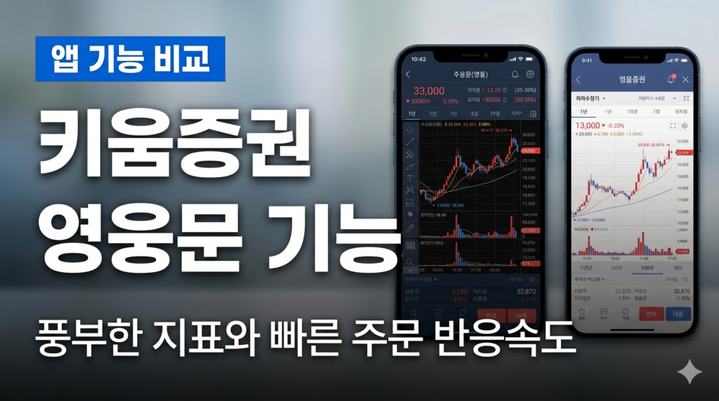 키움증권 영웅문 앱 화면 비교 설명