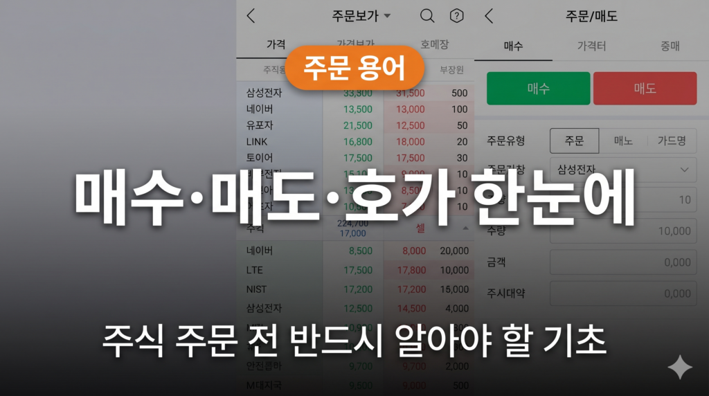 주식 초보 매수 매도 호가 용어 설명
