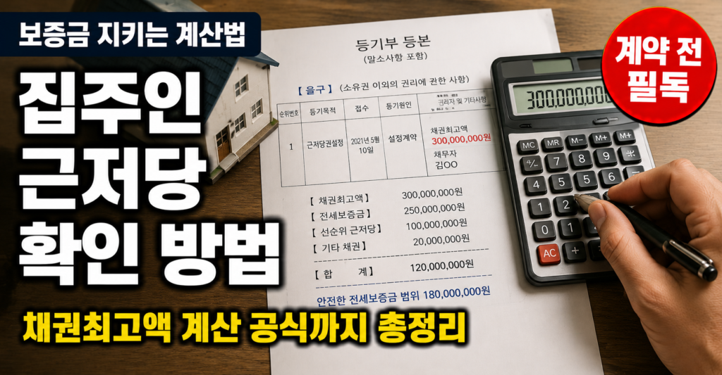 집주인 근저당 확인 방법 채권최고액 계산