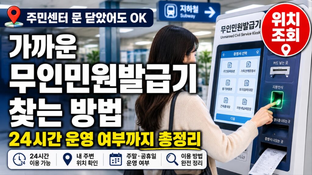 가까운 무인민원발급기 찾는 방법 위치 운영시간