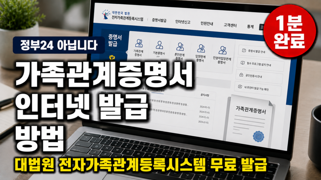 가족관계증명서 인터넷 발급 방법 전자가족관계등록시스템