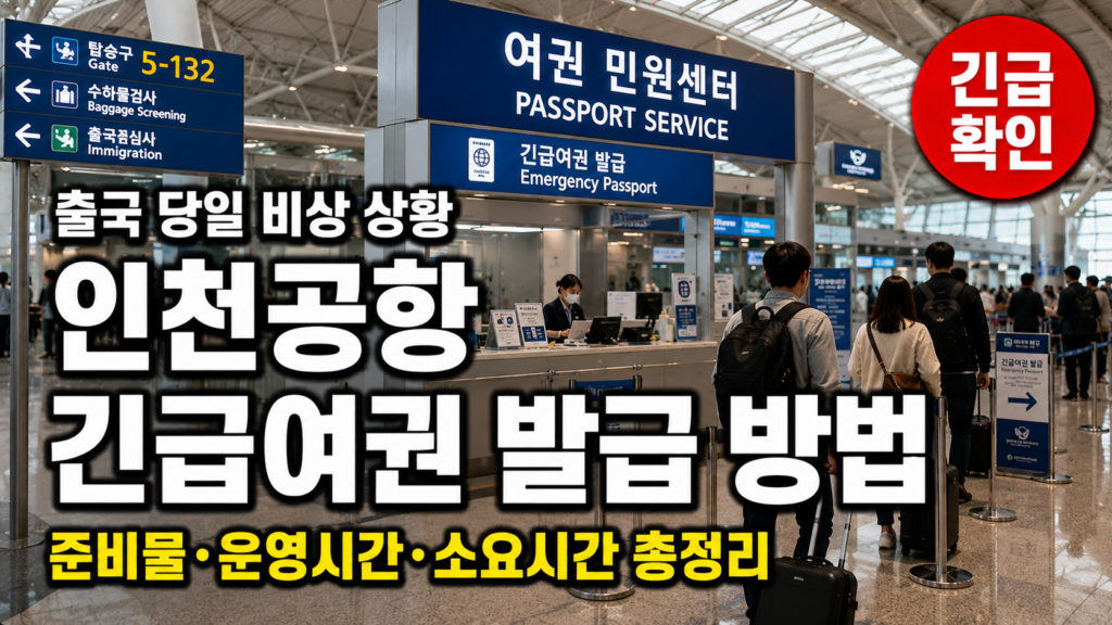 인천공항 긴급여권 발급 방법 출국 당일 준비물 운영시간