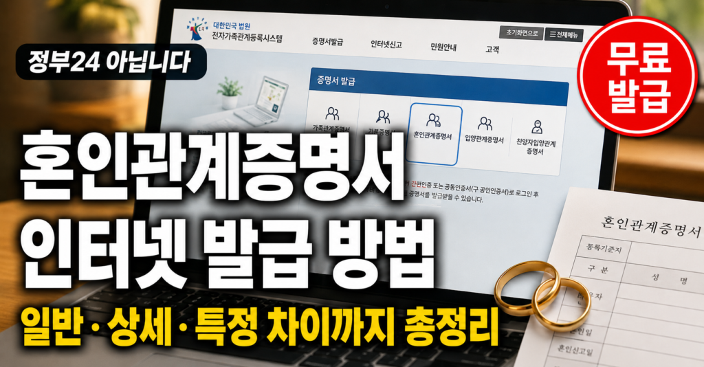 혼인관계증명서 인터넷 발급 방법 일반 상세 특정