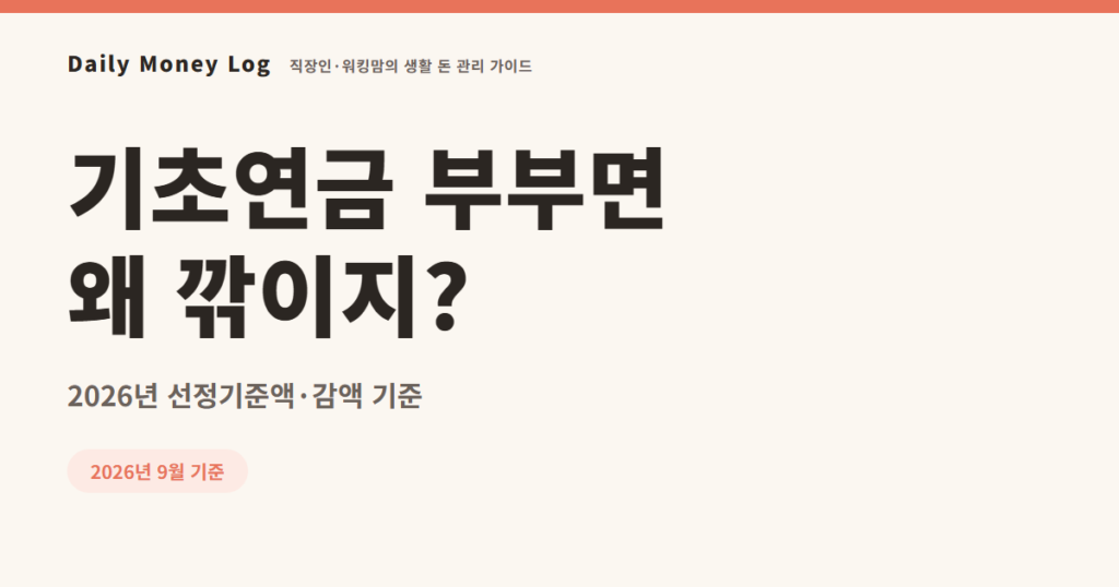 2026년 기초연금 선정기준액과 부부 감액을 보여주는 대표 이미지
